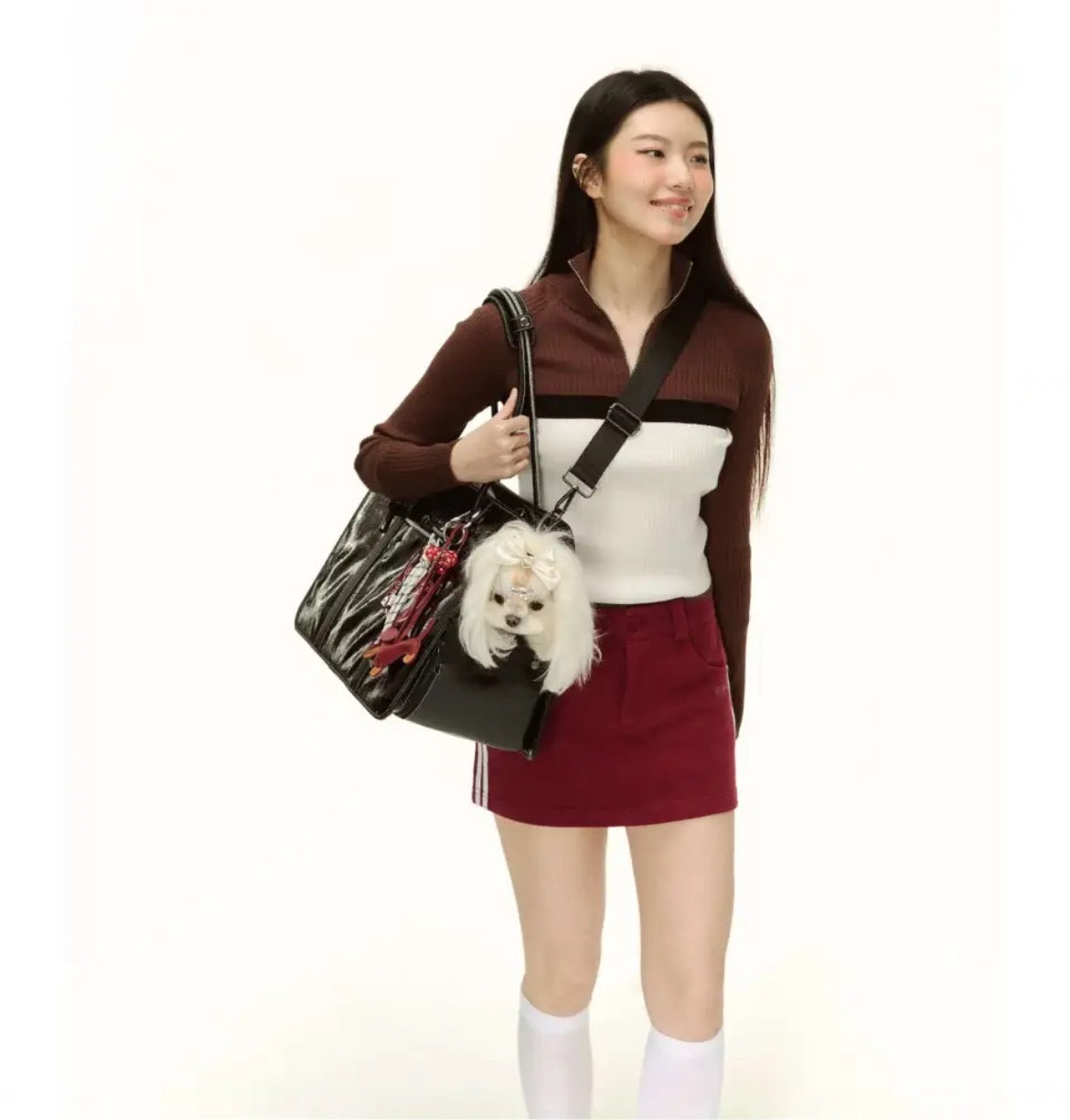 PawsCube Pet Business Tote Bag: Scratch-Resistant Polyester, Expandable Design for Small Dogs & Cats